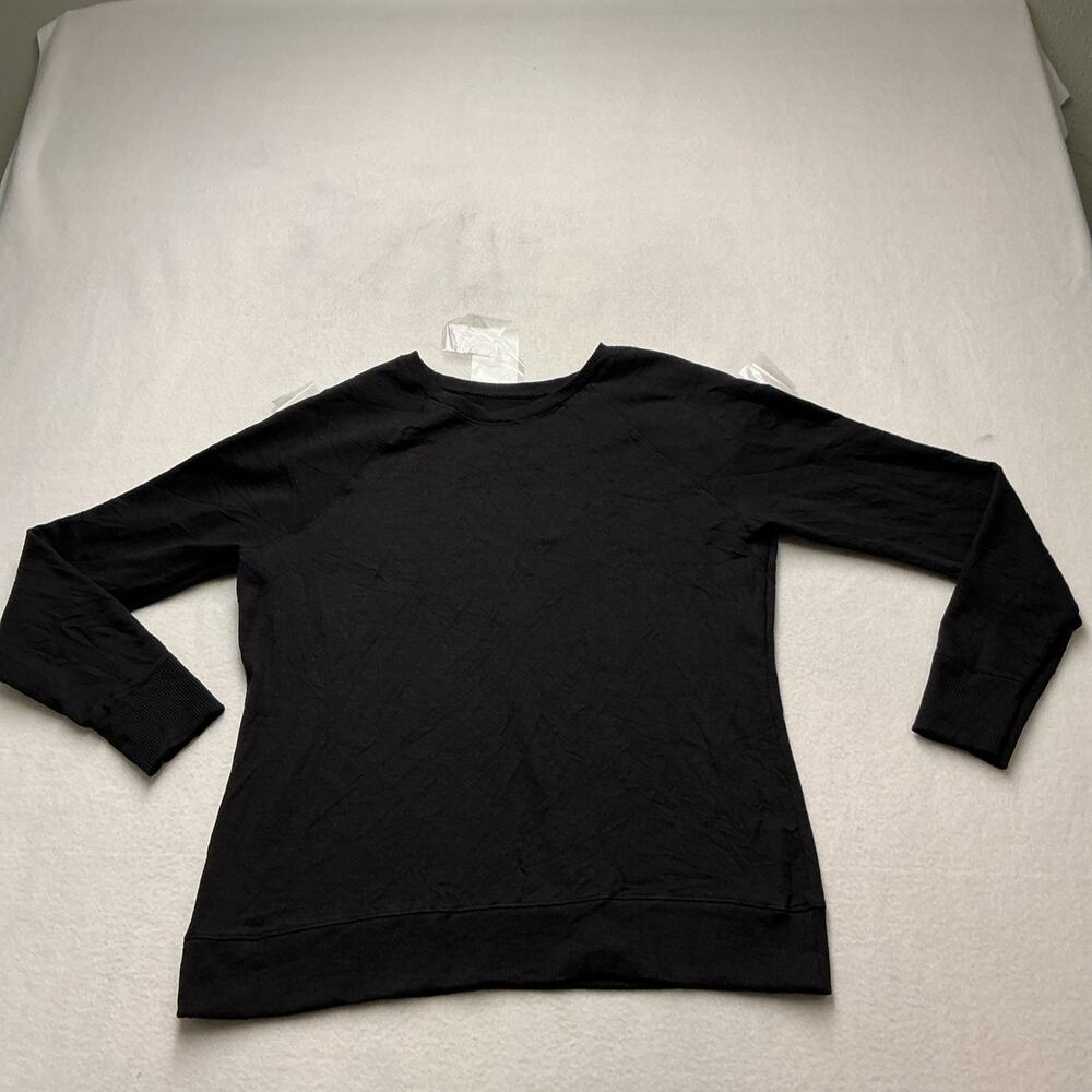 Time and Tru Sweatshirt Womens Sz M ,Black Raglan Sleeve Fleece Pullover,4280